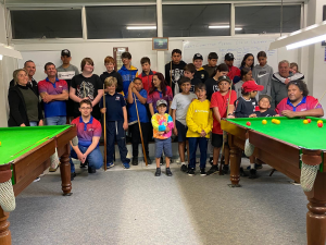 HEADING: New life for the Katanning pool hall. IMAGE: Big group shot in revamped pool hall.